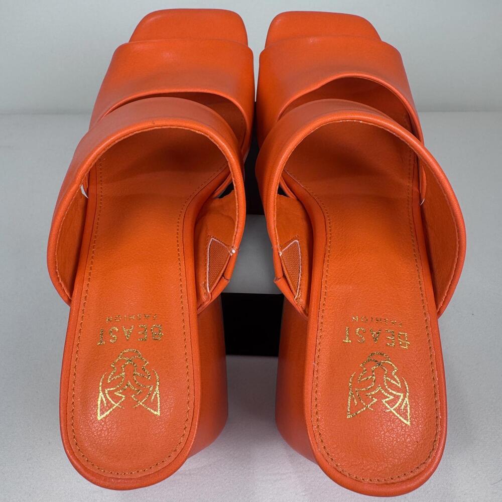 NWT Beast Fashion Orange Lucy Sandal - 6 - Picture 5 of 7
